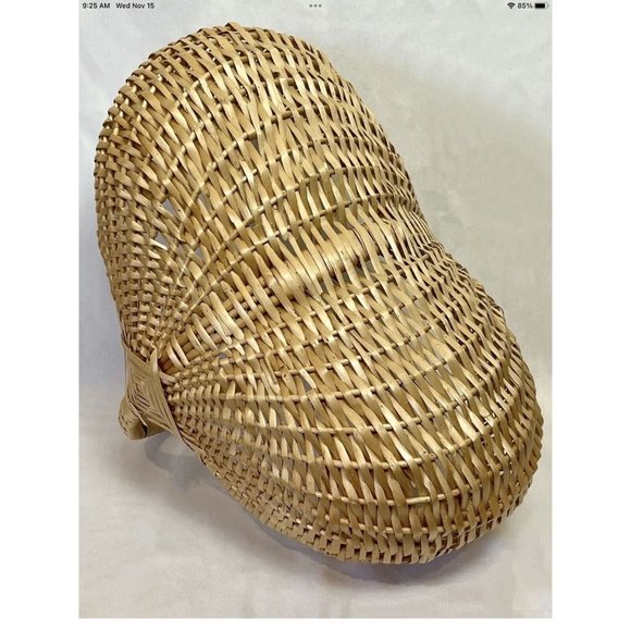 Vtg Hand Woven Blonde Split Oak Butt Egg Linen Antq Basket 19x13” Primitive USA - Picture 13 of 16